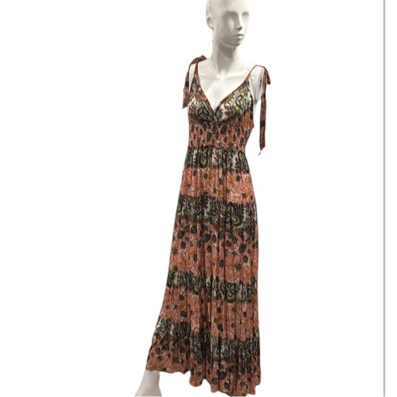 Free People Let’s Smock About It Boho Tiered Mixed Print Maxi Dress Size Small - Picture 6 of 14